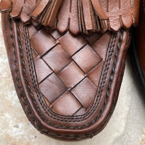 Johnston & Murphy Woven Moccasin Loafer Men’s 9 Tassel ties herringbone Fringe - Picture 10 of 13